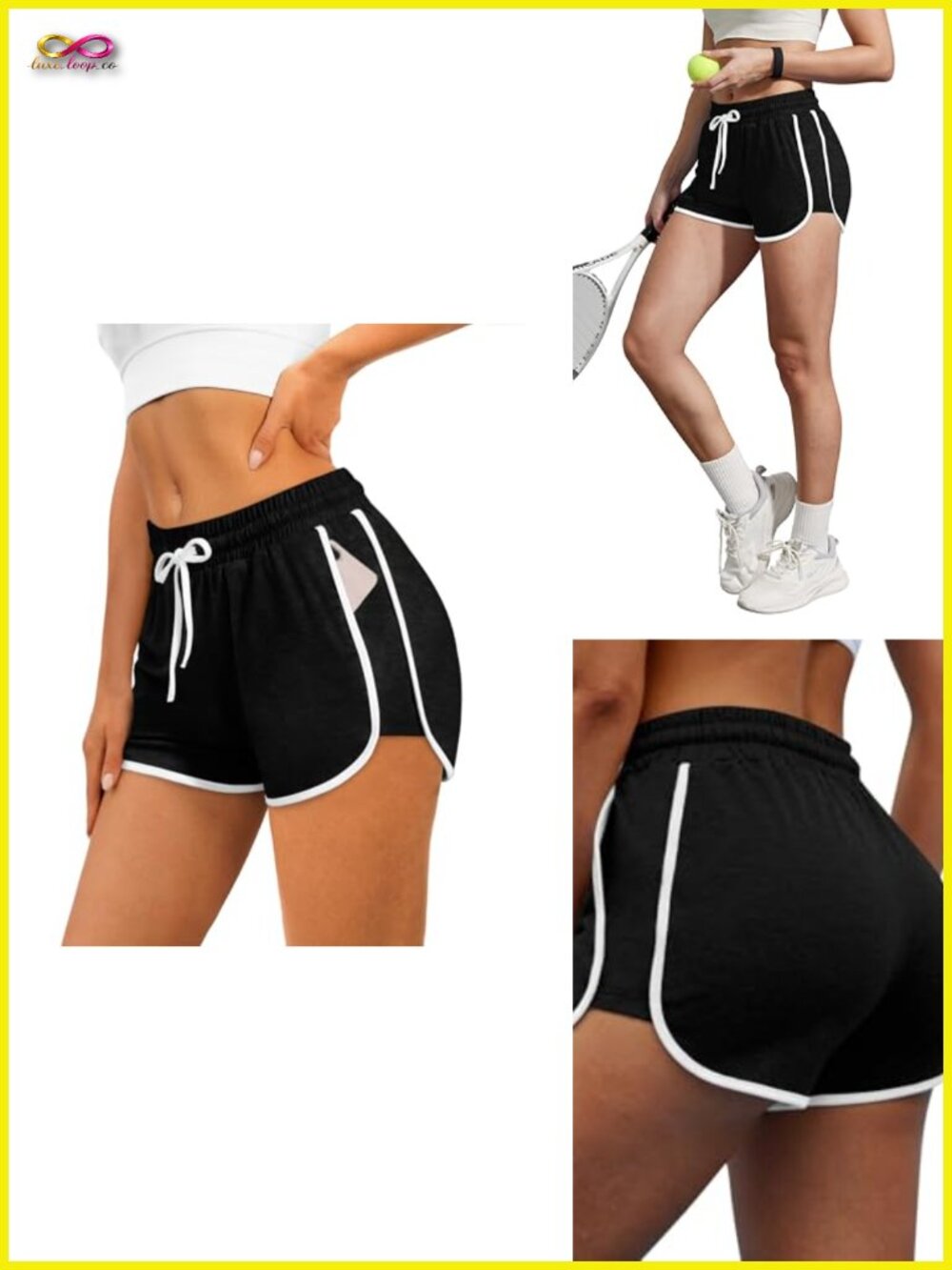 Color Block Dolphin Shorts with Pockets Drawstring Athletic Running
